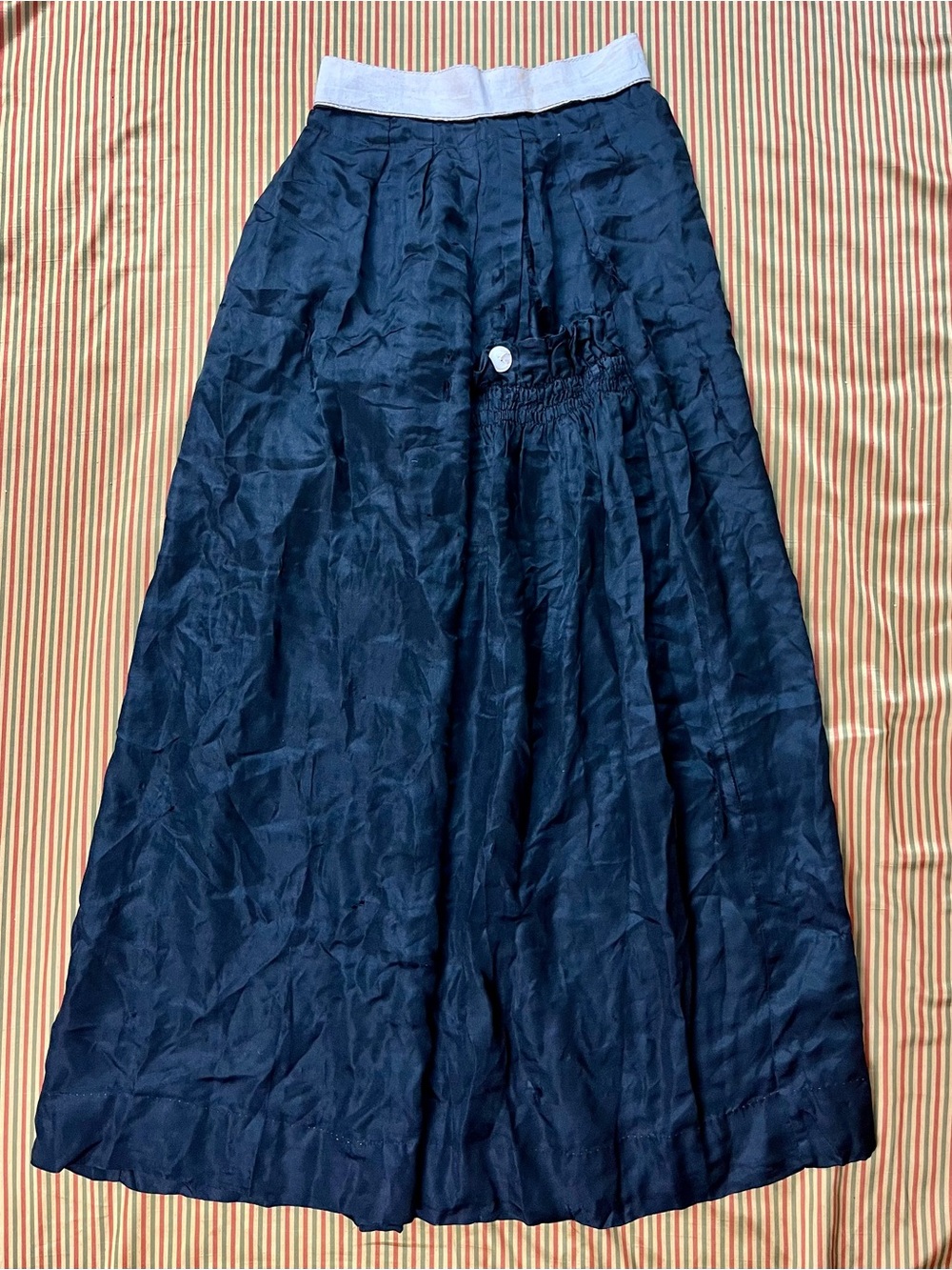 Antique Edwardian Silk Skirt Black High Waist Snap Closure As Is Fair